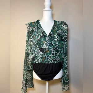 Band of the Free Sheer Floral Bodysuit Blouse – Size M (NWT)